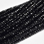 Faceted Rondelle Natural Black Spinel Bead Strands, 3x2mm, Hole: 1mm, about 180pcs/strand, 15.5(G-F289-42A)