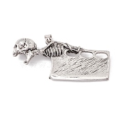 Tibetan Style Alloy Pendants, Knife with Skull, Antique Silver, 27.5x62.5x9.7mm, Hole: 8x4mm(FIND-C008-13AS)