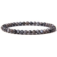 Natural Larvikite Beads Stretch Bracelets, Round, 4mm(SF0696-2)