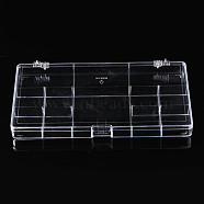Polystyrene Bead Storage Containers, with Cover and 12 Grids, for Jewelry Beads Small Accessories, Rectangle, Clear, 22x12.8x2.05cm(CON-T002-05)
