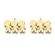 201 Stainless Steel Pendants, Boy, Real 18K Gold Plated, 16x22x1mm, Hole: 1.4mm(STAS-N091-151LG)