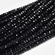 Faceted Rondelle Natural Black Spinel Bead Strands, 3x2mm, Hole: 1mm, about 180pcs/strand, 15.5(G-F289-42A)