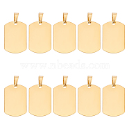 304 Stainless Steel Pendants, Stamping Blank Tag, Rectangle, Golden, 35x23x1.5mm, Hole: 10x4.5mm, 10pcs/box(STAS-UN0044-13)