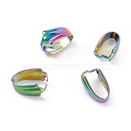 Ion Plating(IP) 304 Stainless Steel Snap on Bails, Rainbow Color, 11x6x5mm, Inner: 10x5mm(STAS-P214-04MC)