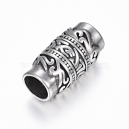 304 Stainless Steel Magnetic Clasps, Column, Antique Silver, 17x9mm, Hole: 5.5mm(X-STAS-K153-30AS)