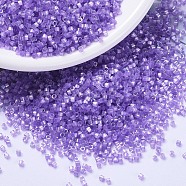 MIYUKI Delica Beads, Cylinder, Japanese Seed Beads, 11/0, (DB1868) Silk Inside Dyed Lilac AB, 1.3x1.6mm, Hole: 0.8mm, about 2000pcs/10g(X-SEED-J020-DB1868)