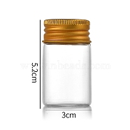 Clear Glass Bottles Bead Containers, Screw Top Bead Storage Tubes with Aluminum Cap, Column, Golden, 3x5cm, Capacity: 20ml(0.68fl. oz)(CON-WH0085-75C-02)