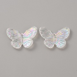 Plastic Pendants, Butterfly Charm, Clear, 30x40x4mm(KY-WH0048-28A)