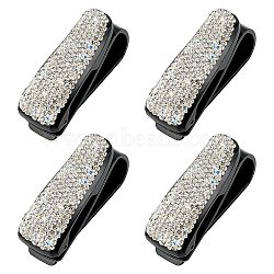 ANATTASOUL 4Pcs Plastic Glasses Holders for Car Sun Visor, with Rhinestone, Black, 6.5x2.45x3.6cm(AJEW-AN0007-28)