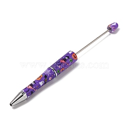 Halloween Printed Plastic Ball-Point Pen, Beadable Pen, for DIY Personalized Pen with Jewelry Beads, Dark Orchid, 151x11mm(AJEW-U012-02A)