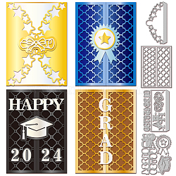 Graduation Card Carbon Steel Cutting Dies Stencils, Decorative Embossing Paper Card Making Template for DIY Scrapbooking, Art Craft, Rectangle, 148~152x76~110x0.8mm, 4pcs/set(DIY-WH0309-1785)