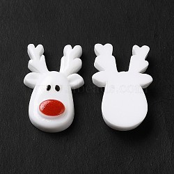 Christmas Opaque Resin Cabochons, Deer, White, 22.5x15x5.5mm(RESI-K019-20)