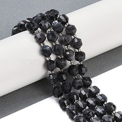 Natural Larvikite Beads Strands, Faceted, Bicone, Double Terminated Point Prism Beads, 8x7mm, Hole: 1.2mm, about 40pcs/strand, 15.16''(38.5cm)(G-O201B-128F)