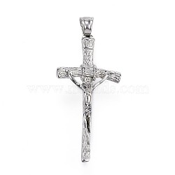 Non-Tarnish 304 Stainless Steel Pendants, For Easter, Crucifix Cross, Stainless Steel Color, 44x21x6mm, Hole: 4x6mm(X-STAS-G093-33P)