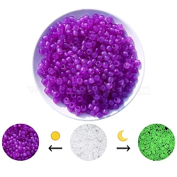 Luminous Acrylic Beads, Glow in the Dark, for DIY Jewelry Accessories, Column, Dark Violet, 8x6mm, Hole: 3.5mm, about 700pcs/bag(PW-WG47076-06)