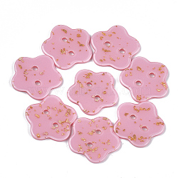 2-Hole Cellulose Acetate(Resin) Buttons, Flower, Pink, 24x24x2.5mm, Hole: 2mm(BUTT-S023-13A-03)