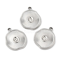 304 Stainless Steel Pendants, with Crystal Rhinestone, Twist Flat Round Charms, Stainless Steel Color, 22x19.5x3mm, Hole: 2.5mm(STAS-R122-11P)