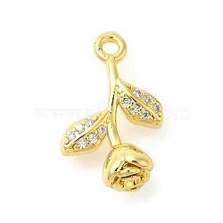 Rack Plating Brass Micro Pave Cubic Zirconia Pendants, Long-Lasting Plated, Lead Free & Cadmium Free, Rose, Real 18K Gold Plated, 17x10x5mm, Hole: 1.5mm(KK-S396-48G)