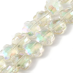 Electroplate Glass Beads Strands, Rainbow Plated, Faceted, Plum Blossom, Honeydew, 10x10x5mm, Hole: 1mm, about 70pcs/strand, 25.83''(65.6cm)(EGLA-B006-04A-FR03)