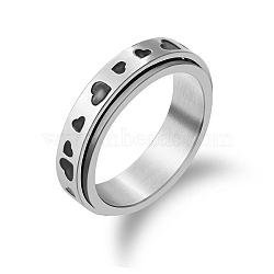 Stainless Steel Rotating Fidget Band Ring, Fidget Spinner Ring for Anxiety Stress Relief, Platinum, Heart Pattern, US Size 10(19.8mm)(MATO-PW0001-059E-01)