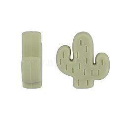 20Pcs Cactus Food Grade Eco-Friendly Silicone Focal Beads, Chewing Beads For Teethers, DIY Nursing Necklaces Making, Olive, 29x23x8mm, Hole: 2mm(JX906C)