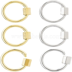 6Pcs 2 Colors Brass Screw Carabiner Lock Charms, for Necklaces Making, Long-Lasting Plated, Cadmium Free & Lead Free & Nickel Free, Ring, Mixed Color, 20x2mm, Screw: 6x5x5mm, 3pcs/color(KK-HS0001-08)
