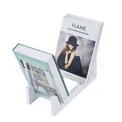 Foldable Acrylic Record Album Display Stands, Vinyl Record Storage Holder with Wood Bases, White, 35x17.8x19cm(ODIS-WH0086-118A)