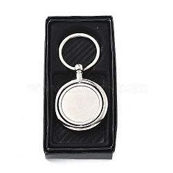 Zinc Alloy Rotating Keychain Clasps, with Iron Split Key Rings, Platinum, Flat Round, 79mm(FIND-G088-01C)