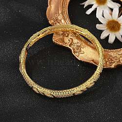 Brass Micro Pave Cubic Zirconia Hinged Bangles for Women, Leaf, Rack Plating, Golden, 1/4 inch(0.8cm), Inner Diameter: 2-3/8 inch(5.95cm)(BJEW-D313-02G)