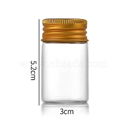 Clear Glass Bottles Bead Containers, Screw Top Bead Storage Tubes with Aluminum Cap, Column, Golden, 3x5cm, Capacity: 20ml(0.68fl. oz)(CON-WH0085-75C-02)