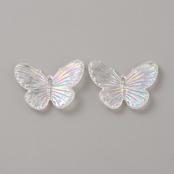 Plastic Pendants, Butterfly Charm, Clear, 30x40x4mm