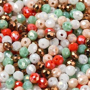 Glass Beads, Faceted, Rondelle, Pale Green, 4x3mm, Hole: 0.4mm, about 6800pcs/500g