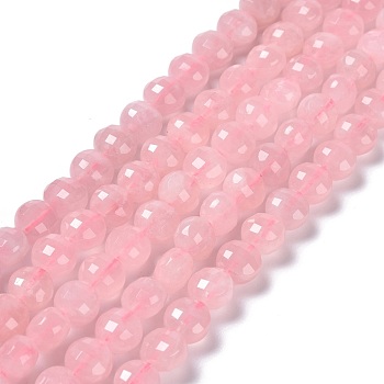 Natural Rose Quartz Beads Strands, Faceted, Flat Round, 8~8.5x5.5~6mm, Hole: 1.2mm, about 49pcs/strand, 15.55''(39.5cm)