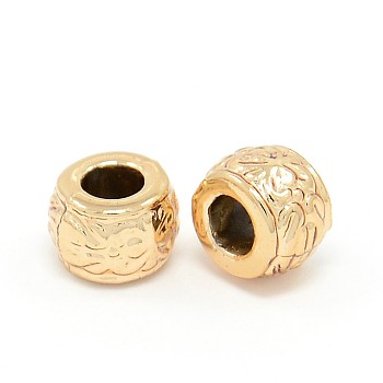 Nickel Free & Lead Free Golden Alloy European Beads, Long-Lasting Plated, Large Hole Beads, Barrel, 8x6mm, Hole: 3.8mm