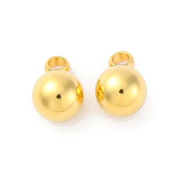 Non-Tarnish 201 Stainless Steel Charms, Ball Charm, Real 18K Gold Plate, Real 18K Gold Plated, 7.50x5mm,Hole:1.50mm