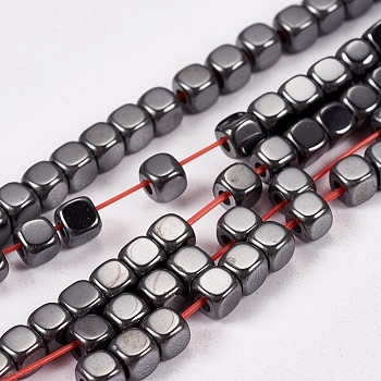 Non-magnetic Synthetic Hematite Beads Strands, Cube, Grade AAAA, 3x3x3mm, Hole: 1mm