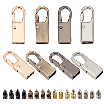 WADORN 8Sets 4 Colors Zinc Alloy Hardware Bag Lock Accessories, with 2pcs Screw, Mixed Color, 3.3x1.2x0.75cm, Hole: 2.5mm, 2sets/color