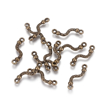 Tibetan Style Bar Links/Connectors, Cadmium Free & Nickel Free & Lead Free, Antique Bronze, 22.5x6x3mm, Hole: 1.5mm