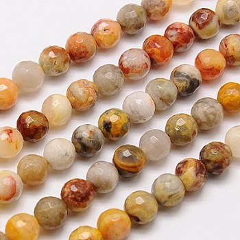 Natural Crazy Agate Beads Strands, Faceted, Round, Mixed Color, 14mm, Hole: 1mm, about 28pcs/strand, 15.75 inch