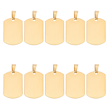 304 Stainless Steel Pendants, Stamping Blank Tag, Rectangle, Golden, 35x23x1.5mm, Hole: 10x4.5mm, 10pcs/box