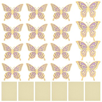 Paper 3D Butterfly Decorations, with Adhesive Sticker, for Fridge Magnets or Wall Decorations, Mixed Color, Butterfly: 205~230x266~300x0.2mm, 14pcs/bag