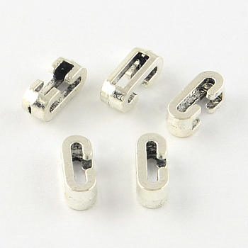 Antique Silver Plated Alloy Letter Slide Charms, Lead Free & Cadmium Free, Letter.C, 10.5x4.5x4mm, Hole: 7x2mm