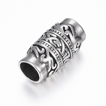 304 Stainless Steel Magnetic Clasps, Column, Antique Silver, 17x9mm, Hole: 5.5mm