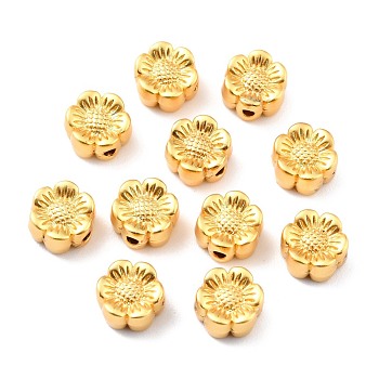 Rack Plating Alloy Beads, Cadmium Free & Lead Free, Long-Lasting Plated, Flower, Matte Gold Color, 8.5x8x5mm, Hole: 1.5mm