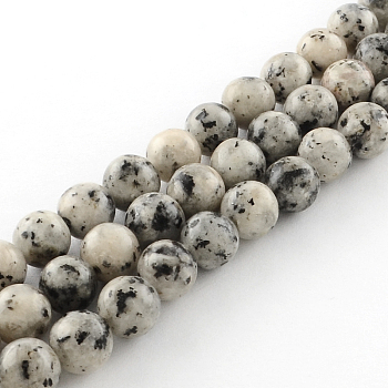 Dyed Natural Sesame Jasper Round Beads Strands, Gainsboro, 6mm, Hole: 1mm, about 62pcs/strand, 15.7 inch