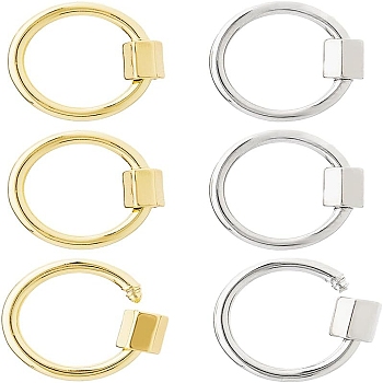 6Pcs 2 Colors Brass Screw Carabiner Lock Charms, for Necklaces Making, Long-Lasting Plated, Cadmium Free & Lead Free & Nickel Free, Ring, Mixed Color, 20x2mm, Screw: 6x5x5mm, 3pcs/color
