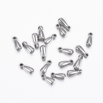 304 Stainless Steel Charms, Chain Extender Drop, Teardrop, Stainless Steel Color, 6x2.5mm, Hole: 1mm