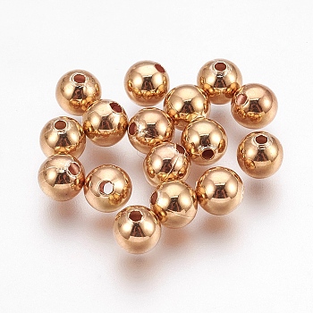 Brass Spacer Beads, Nickel Free, Real 18K Gold Plated, Round, 6mm, Hole: 1mm