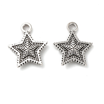 Tibetan style Alloy Charms, Star, Antique Silver, 14x12x3mm, Hole: 2mm