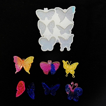 DIY Silhouette Silicone Molds, Resin Casting Molds, for UV Resin, Epoxy Resin Craft Making, Butterfly, 101x82x7.5mm, Inner Diameter: 13~19x26~37mm